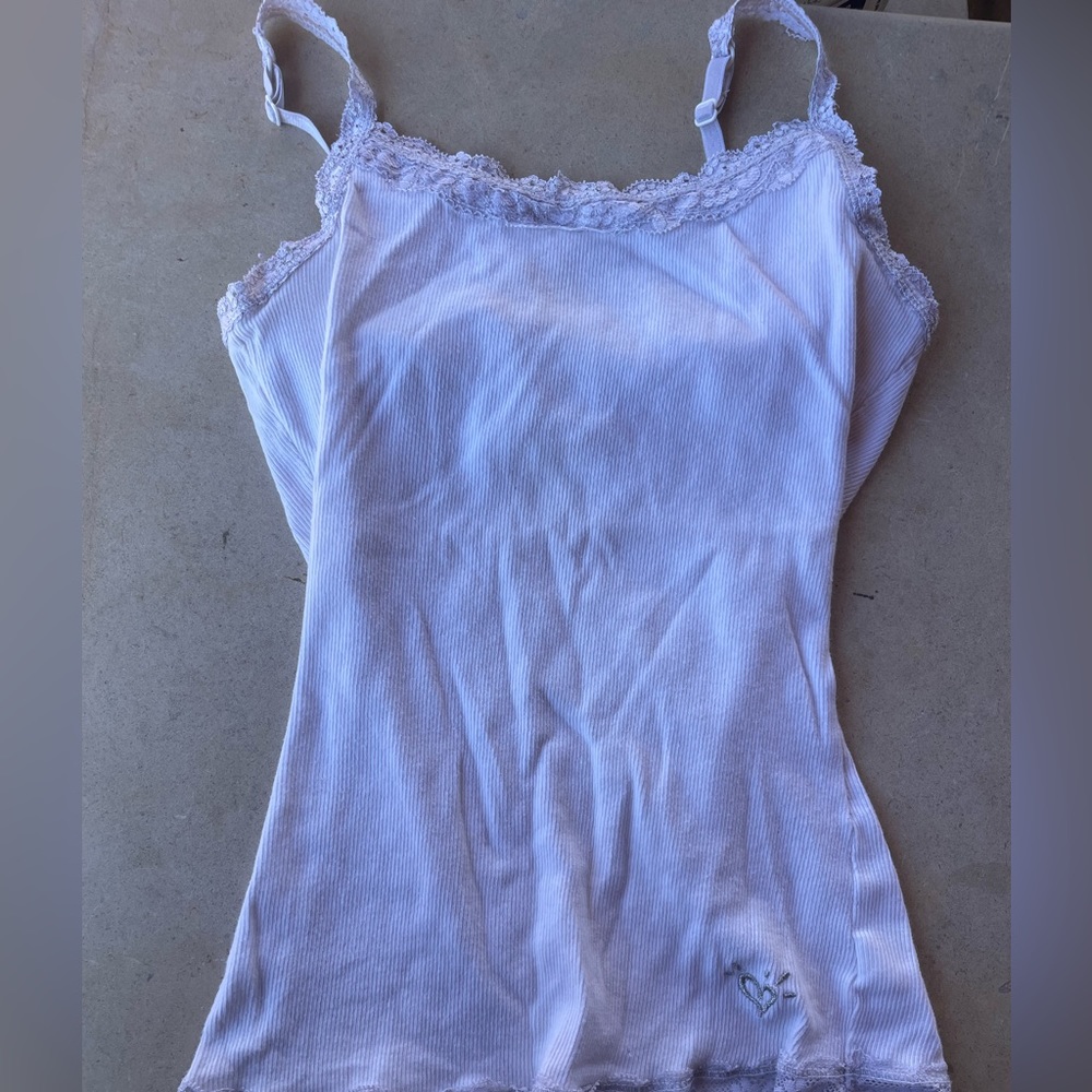 White vintage Justice glitter camisole!